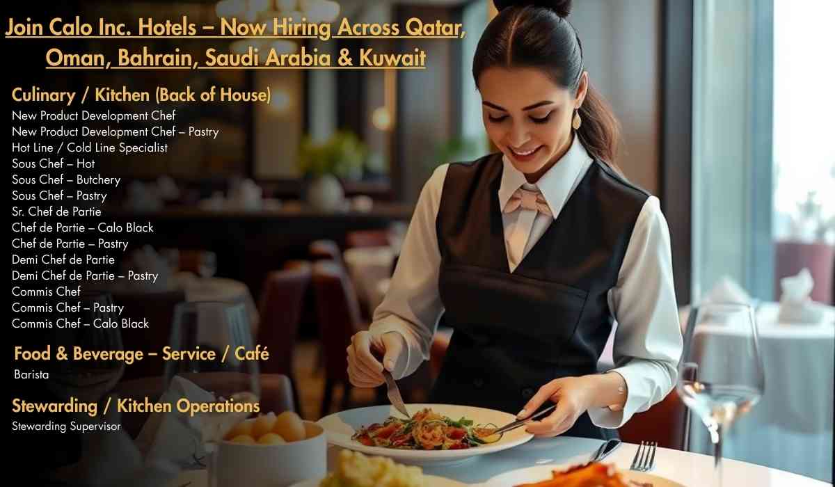 Join Calo Inc. Hotels – Now Hiring Across Qatar, Oman, Bahrain, Saudi Arabia & Kuwait