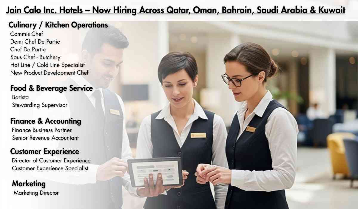 Join Calo Inc. Hotels – Now Hiring Across Qatar, Oman, Bahrain, Saudi Arabia & Kuwait