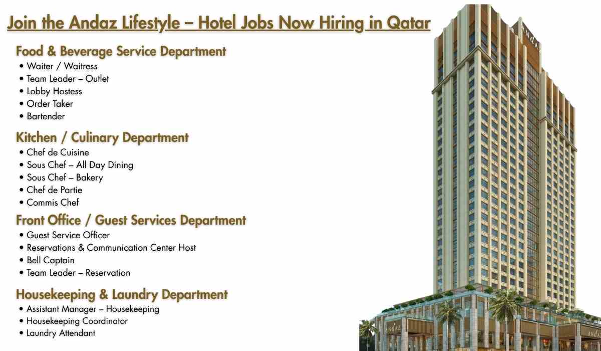 Join the Andaz Lifestyle – Hotel Jobs Now Hiring in Qatar