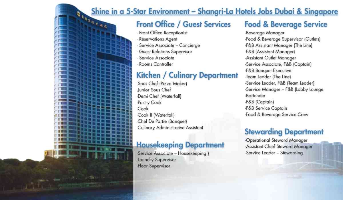 Shine in a 5-Star Environment – Shangri-La Hotels Jobs Dubai & Singapore