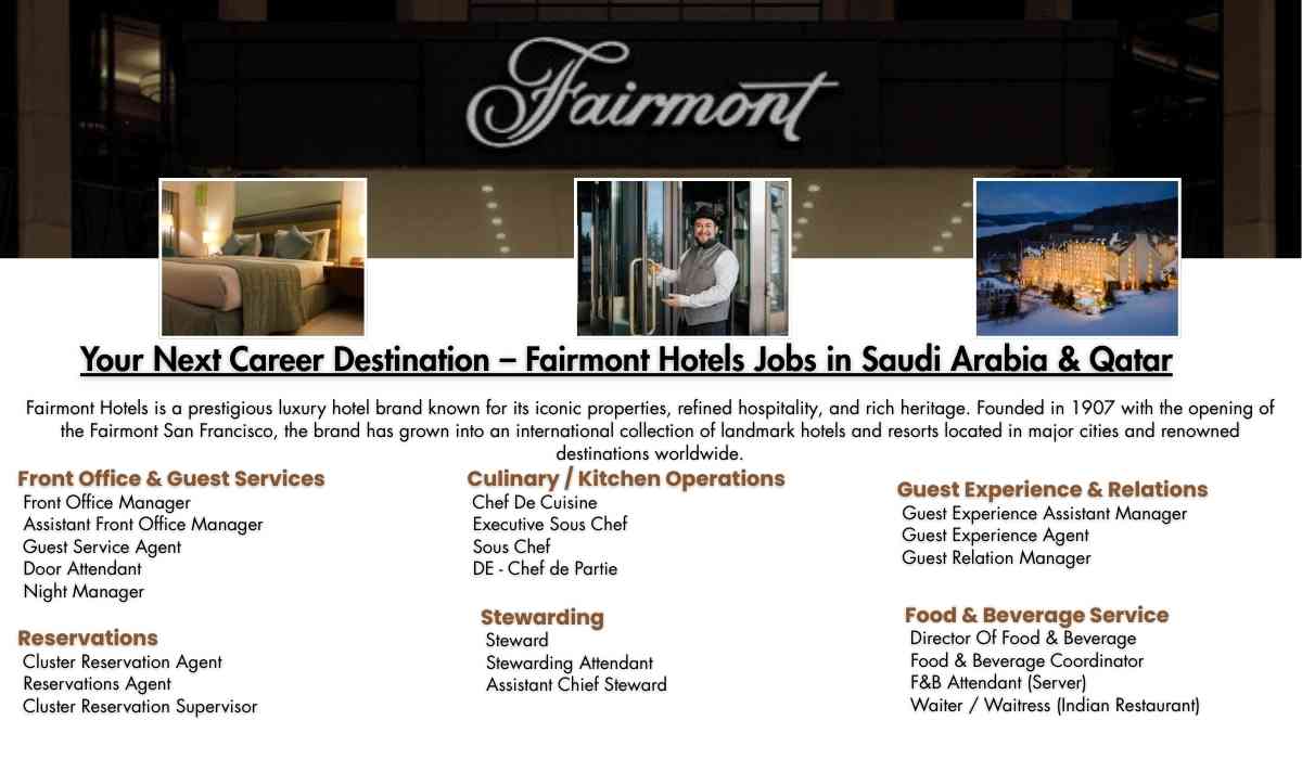 Your Next Career Destination – Fairmont Hotels Jobs in Saudi Arabia & Qatar