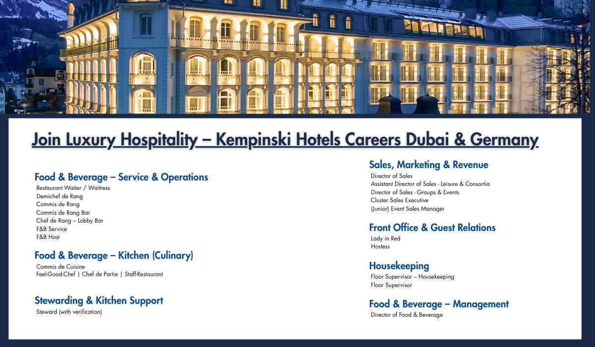 Join Luxury Hospitality – Kempinski Hotels Careers Dubai & Germany
