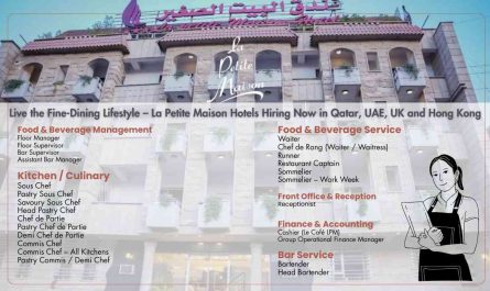 Live the Fine-Dining Lifestyle – La Petite Maison Hotels Hiring Now in Qatar, UAE, UK and Hong Kong