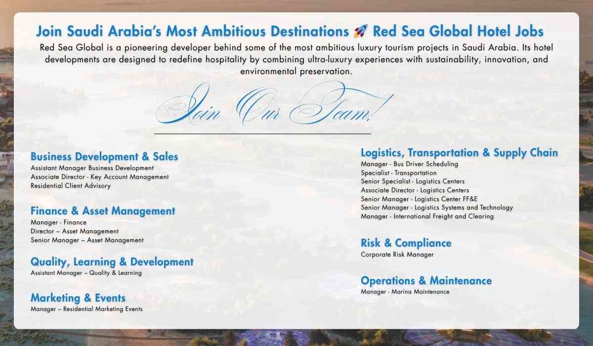 Join Saudi Arabia’s Most Ambitious Destinations Red Sea Global Hotel Jobs