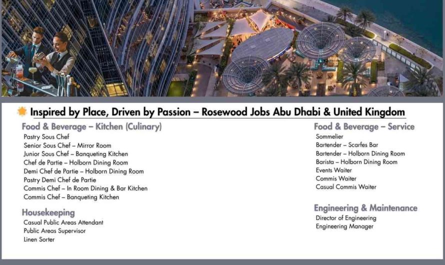 Inspired by Place, Driven by Passion – Rosewood Jobs Abu Dhabi & United Kingdom