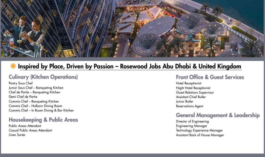 Inspired by Place, Driven by Passion – Rosewood Jobs Abu Dhabi & United Kingdom