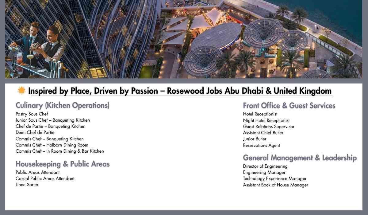 Inspired by Place, Driven by Passion – Rosewood Jobs Abu Dhabi & United Kingdom